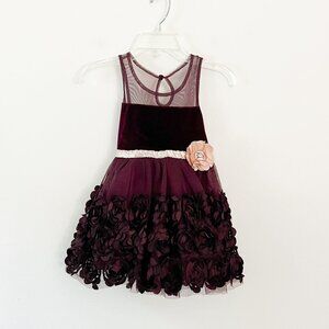 Little Lass // purple floral satin mesh flower girl dress 4T
